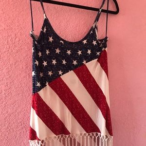 American Flag Fringe Tank